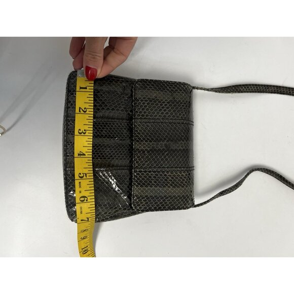 Pantera VINTAGE Grey GENUINE SNAKE SKIN Leather SHOULDER HANDBAG CROSSBODY BAG - Picture 6 of 12